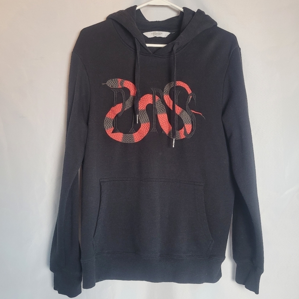 Eleven Paris Men's Designer Embroidered Snake Black Hoodie Size Medium